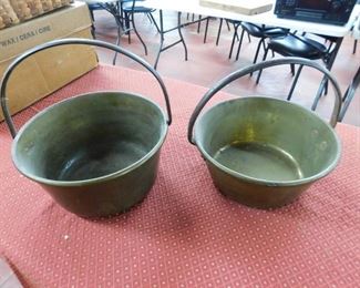 Old Brass Buckets with Handles