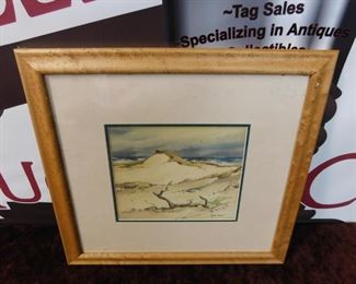 Framed John Hare Watercolor "Dunes"