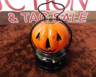 Glass and Metal Battery Operated Pumpkin Lantern 