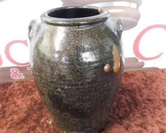 N.C. Pottery Storage Jar with Brown Drippings