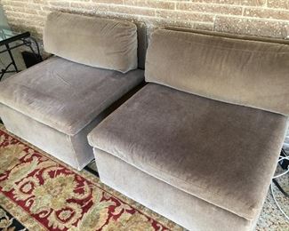 Mohair slipper chairs.
