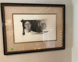Beautifully framed original charcoal drawing from the French Quarter in New Orleans.