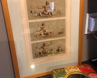 Colored engraving Greek figures.