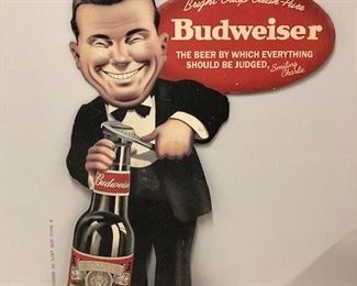 Rare “smiling Charlie” standup cardboard Budweiser cutout.
