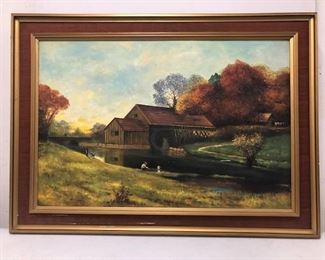 Oil on canvas earlier 20th century painting.