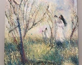 Vintage acrylic on canvas painting - not a print.