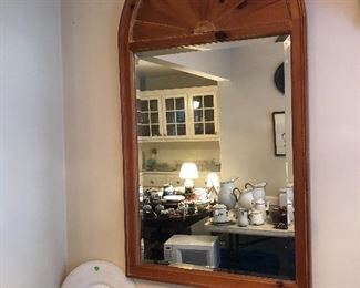 Beautiful round top pine mirror