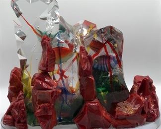 Piero Signoretto Signed One-of-a-kind Crystal Aquarium Art Piece