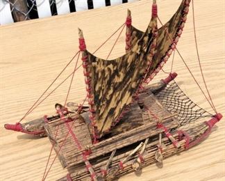 APC028 Wooden Outrigger Canoe Art