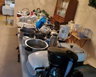 Small appliances, pots and pans, canisters, hutch