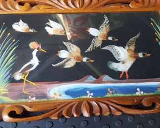 Mexican feather art tray