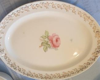 Taylor-Smith Vintage Platter 13" Pink Rose with Gold Floral Filigree