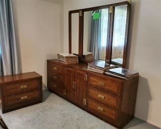Bedroom furniture - night stand and dresser with mirror