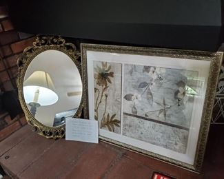 mirror and wall hanging.  