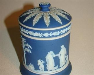 Wedgwood blue jasper ware lidded jar
