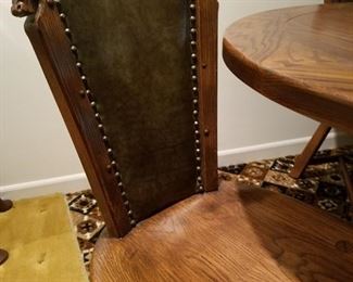 Viking Oak chairs/table with carved horse head features
