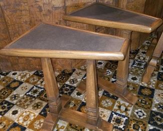 Viking Oak side tables with copper in-laid tops