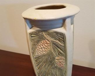 Weller Lamp base vase with drill holes ready to be made back into a lamp.