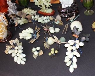 Jade and other semi precious stone grapes, fruit, trees, etdc