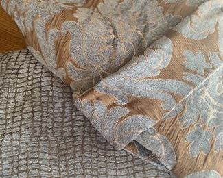 Horchow King bedding, full set with throw pillows, shams and matching curtains/drapery