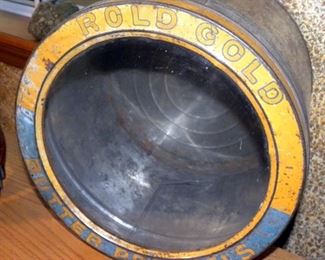 Antique Rolled Gold Pretzels Counter Display Bin