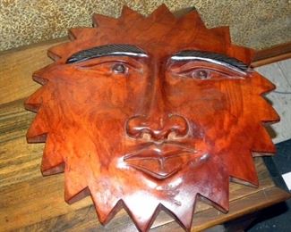 Hand Carved Artisan Sun Plaque