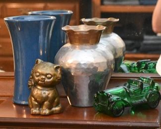 Vases, Metal Cat Figurine, Vintage Cologne Bottle