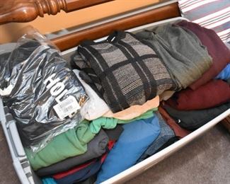 Large Tub of Men's Clothing - Sweaters, Sweatshirts, Etc. (this shows just the tip of the iceberg)