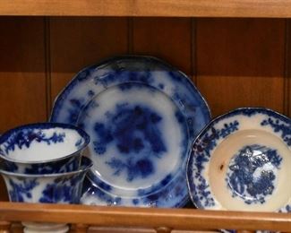 Flow Blue Plates & Cups