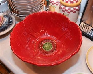 Red Poppy Serving Bowl