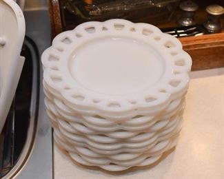 White Milk Glass Salad / Dessert Plates