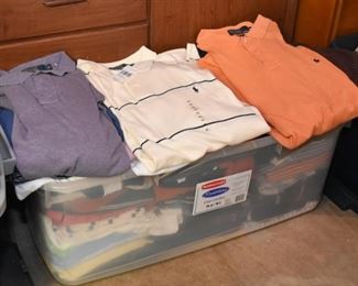 A Large Tub Full of Men's Golf / Polo Shirts