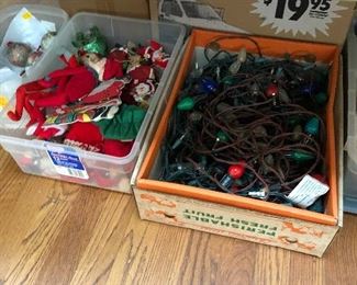 Vintage Japan Christmas elves and vintage strands of lights
