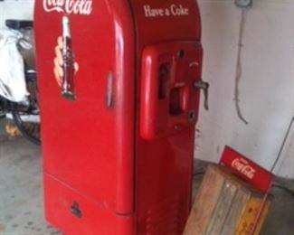 Vintage Jacobs Model 26 Coca-Cola Machine with bottle stand. Fans and condenser stay cold.