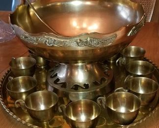 BEAUTIFUL Brass punch bowl set <3