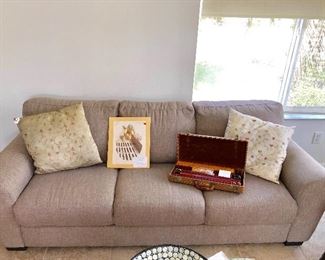 Taupe 3-seat Sofa w/attached Cushions - $115 - (80W 36D 33H)