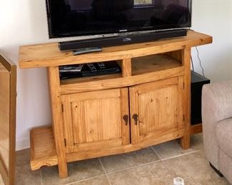 Rustic Hand-made Heavy Pine Media Cabinet - $235 - (56W 18D 36H)