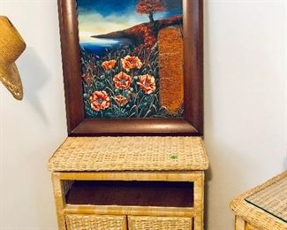 Natural Wicker Swivel-top Rolling Cart - $160 - (30W 18D 31H)