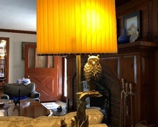 Mid Century Marbro Figural Brass Owl Table Lamp