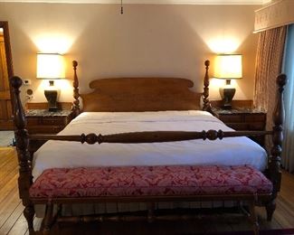 Four Poster Bed, Bench and Bedside Tables By Actor George Montgomery