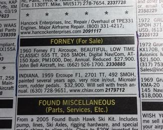 Sample of Ad in the Trade A Plane Newspaper