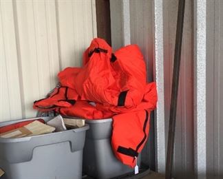 Orange Coast Guard Flight Suits, Hand Tow Pull for Airplane