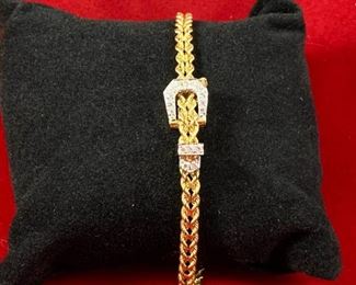 14 Karat Gold Buckle Bracelet with Diamonds