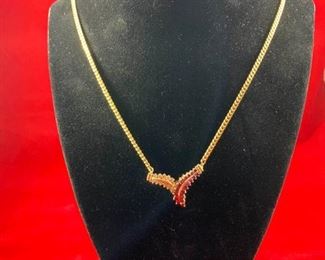 14 Karat Gold, Ruby, and Diamond Necklace