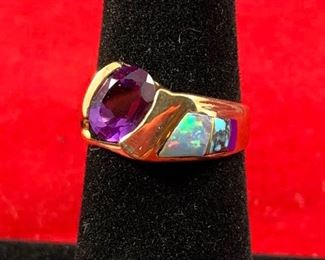 Garnet, Opal, and Sugilite Ring