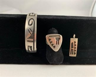 Hopi Style Ring, Bracelet,  Pendant