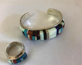 Sterling Inlay Bracelet and Ring