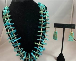 Turquoise Necklace  Earrings