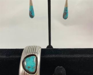 Turquoise Set, Earrings, Bracelet,  Ring