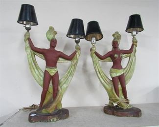 Pr. Mid Century Blackamoor Lamps